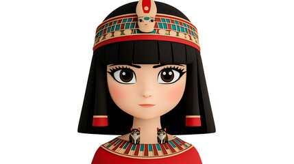 3D Render of a Young Woman in Ancient Egyptian Style Headdress