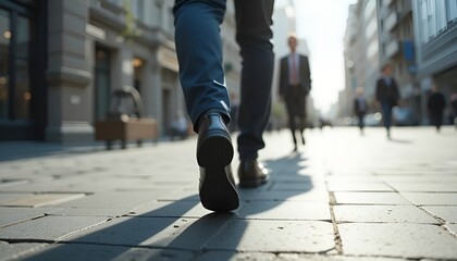 Business man walking in city