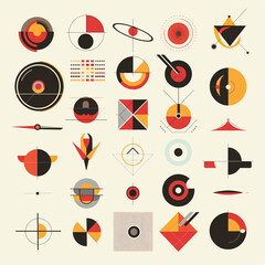 Abstract Geometric Shapes: A collection of intricately designed geometric shapes in a visually stunning array of colors, creating a captivating and modern artistic statement. 