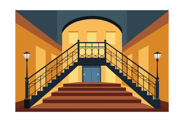 Fototapeta premium Grand Staircase Architecture Majestic Interior Design with Elegant Double Staircase