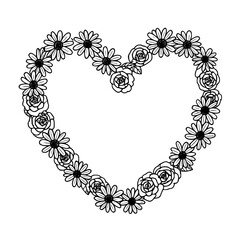 Heart Shaped Floral Wreath Outline
