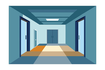 Modern Office Corridor Design Interior Architecture with Doors and Flooring