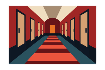 Mysterious Hotel Corridor A Journey Through Identical Doors and Intriguing Interior Design