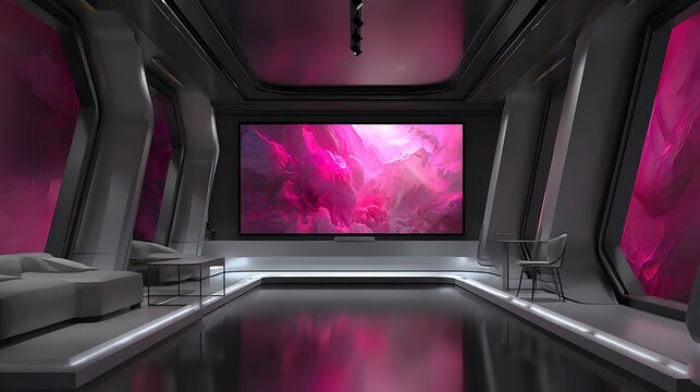 uxury Desk Space: Interior Background with RGB Gaming PC"

"Creative Zone: Interior Design Featuring Ultra-Slim Computer Setup"

"Digital Living: Cozy Interior with Stylish Workstation Design"