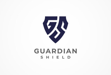 Initial GS Shield Logo, Letter GS  forming a shield icon, vector illustration