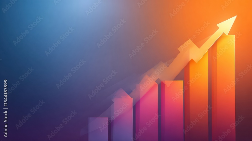 Aufkleber Abstract Business Growth Chart With Rising Arrow and Smooth Gradient Background Illustrating Upward Progress and Success Strategies