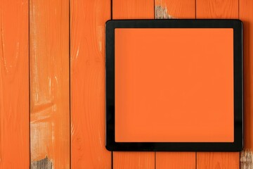 High Quality Picture of a Computer Tablet with Orange and White Papers on it