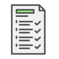 task completed filled outline icon. task finished color line illustration.