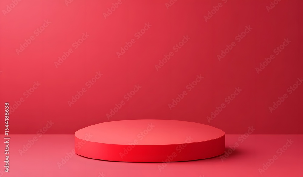 Poster minimal red platform in 3d vector style on a solid background. clean, simple shapes and no gradients