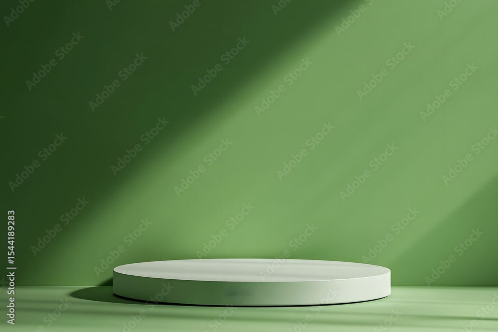 Poster a clean 3d render of a green podium on a flat background. no shadows or gradients. high-resolution d