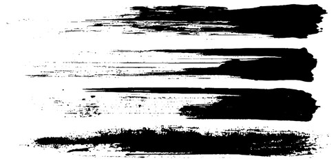 Vector set of hand drawn brush strokes, stains for backdrops. Monochrome design elements set. One color monochrome artistic hand drawn background. 