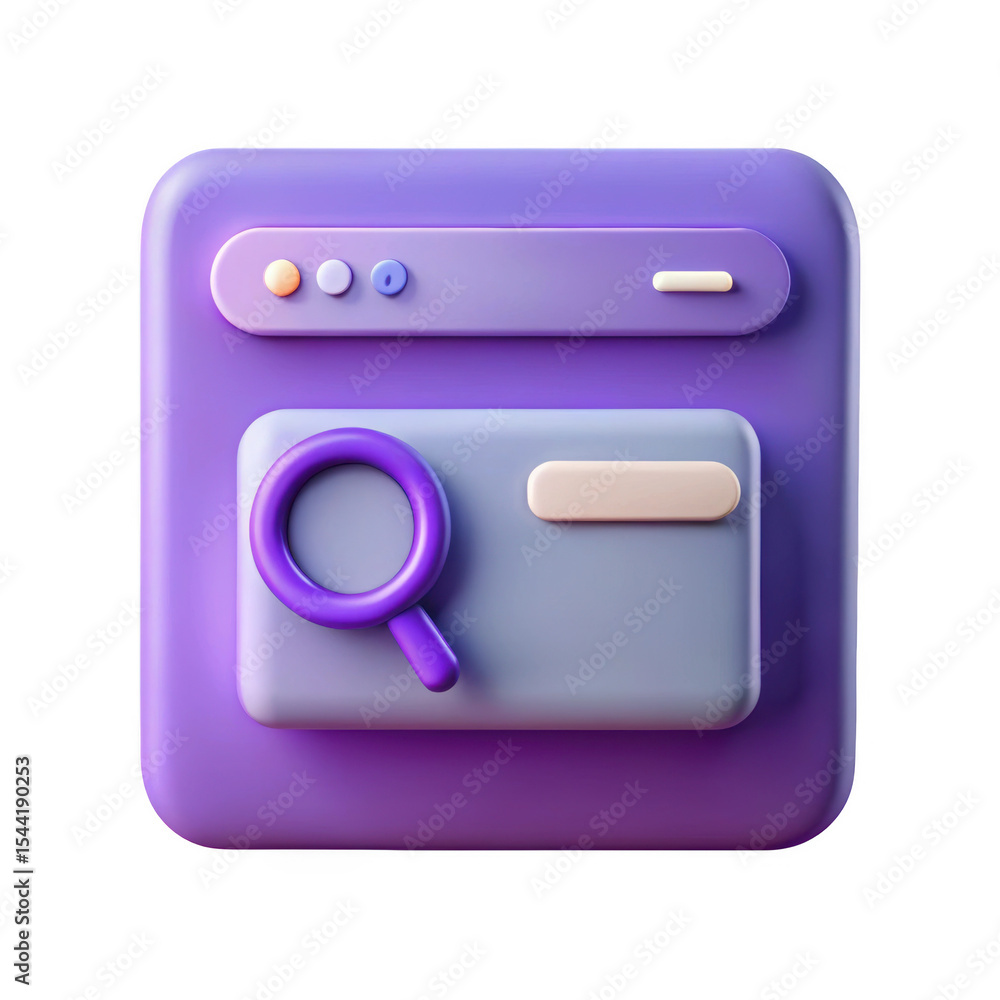 Poster 3d render web browser search icon
