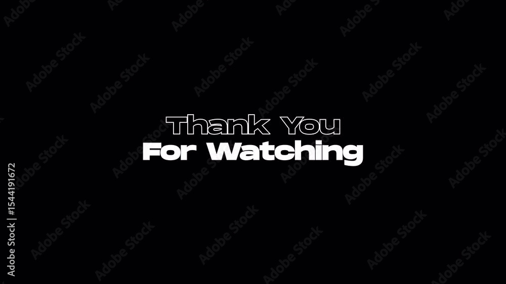 Poster thank you for watching. glitch text animation effect on old interference screen.alpha chanel.4k vide