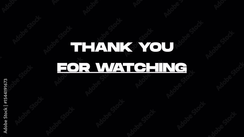 Poster thank you for watching. glitch text animation effect on old interference screen.alpha chanel.4k vide