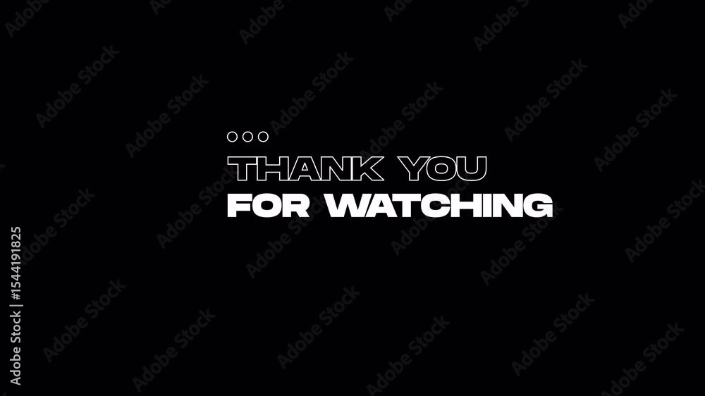 Poster thank you for watching. glitch text animation effect on old interference screen.alpha chanel.4k vide