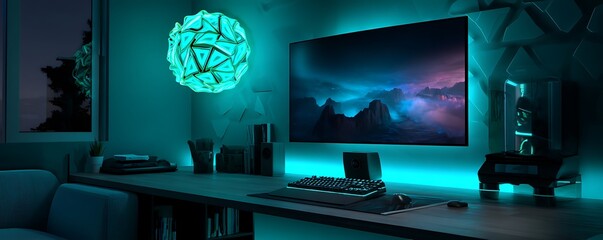 "Digital Comfort Zone: Interior Decor with High-End PC Setup"

"Smart Space Design: Computer-Focused Interior Background"

"Minimalist Office Setup with High-Tech Computer Aesthetic"