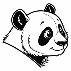 Flat Panda Face Sticker Icon
