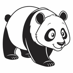 Cartoon Panda Outline Vector