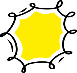 Hand drawn doodle yellow color frame