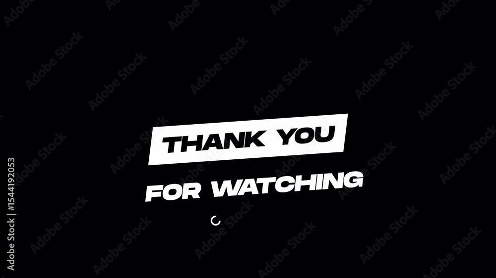 Poster thank you for watching. glitch text animation effect on old interference screen.alpha chanel.4k vide