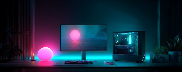 "Digital Comfort Zone: Interior Decor with High-End PC Setup"

"Smart Space Design: Computer-Focused Interior Background"

"Minimalist Office Setup with High-Tech Computer Aesthetic"
