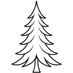 Obraz premium Simple pine tree black line art icon on white background.