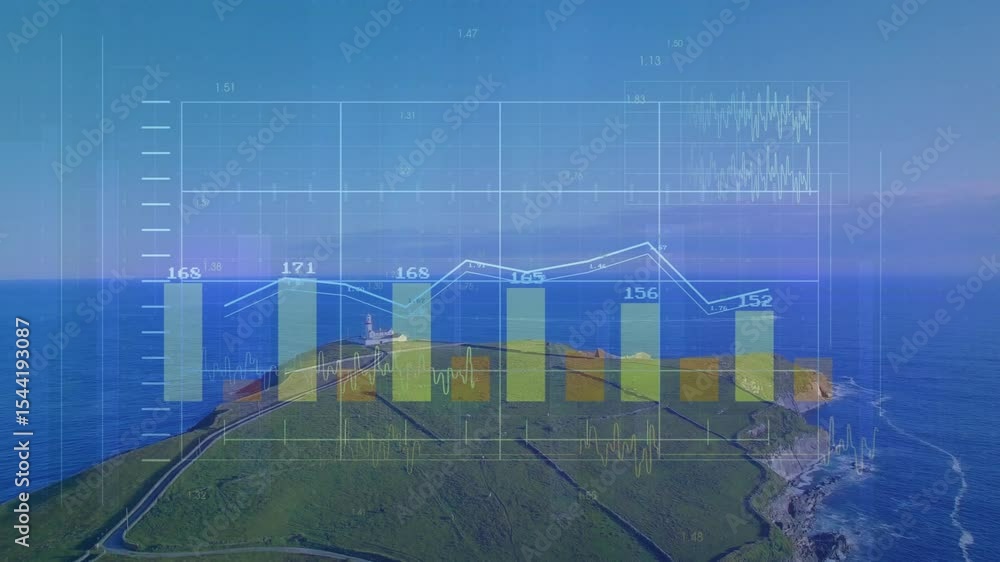 Aufkleber Opening bars fading in axes showing labels appearing graph undulating to visualize coastal data