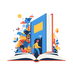 Person Walking into Oversized Open Book