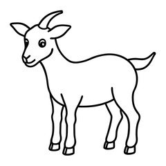 Kid goat black line art icon on white background.