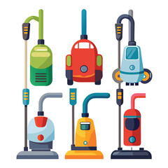 vacuum cleaner set isolated on white background