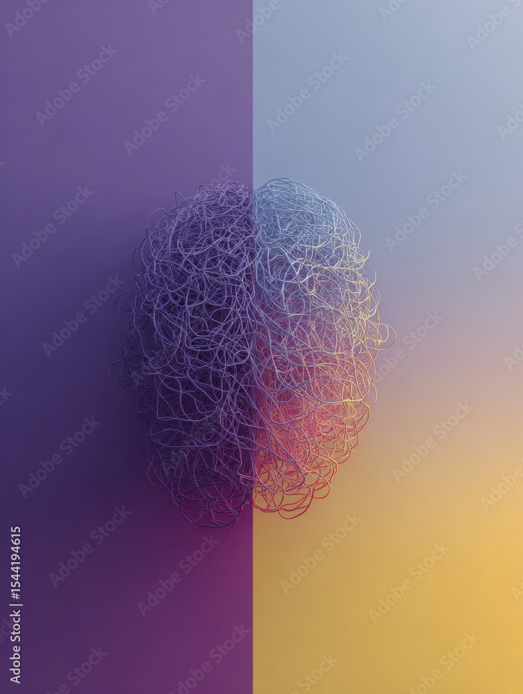 Poster Tangled Threads on One Side Represent Mental Overload While a Calming Gradient Promotes Relaxation on the Other Side
