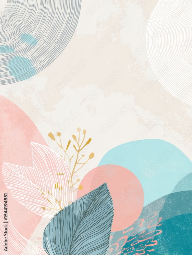 Poster Calming Pastel Design Featuring Subtle Nerve Patterns Against a Soft Background of Flowing Shapes and Gentle Colors