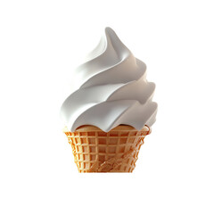 Vanilla swirl ice cream cone rendered in 3D on a clean white backdrop

