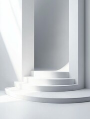 high detail visual of White podium in a white room high detail 8k