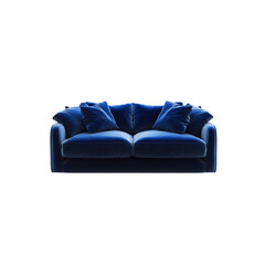 3D realistic blue sofa on a white background with high-detail rendering

