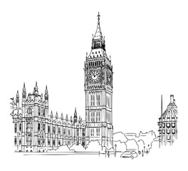 Big Ben line art, Big Ben – Iconic Clock Tower & London Landmark Guide