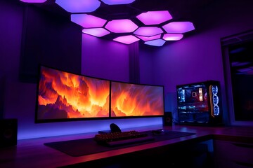 "Digital Comfort Zone: Interior Decor with High-End PC Setup"

"Smart Space Design: Computer-Focused Interior Background"

"Minimalist Office Setup with High-Tech Computer Aesthetic"