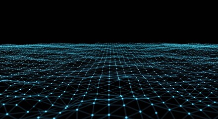 Undulating gridwork of glowing points