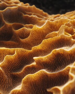 Close-up coral, textured, organic, ridges, warm tones