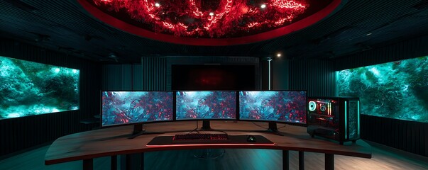"Digital Comfort Zone: Interior Decor with High-End PC Setup"

"Smart Space Design: Computer-Focused Interior Background"

"Minimalist Office Setup with High-Tech Computer Aesthetic"