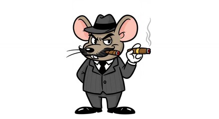 Cartoon mouse in suit with cigar