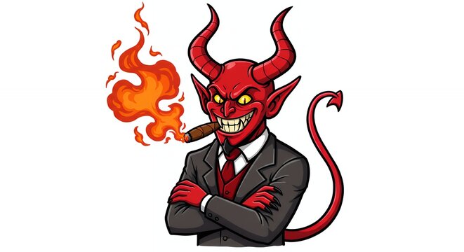 Red devil business character illustration
