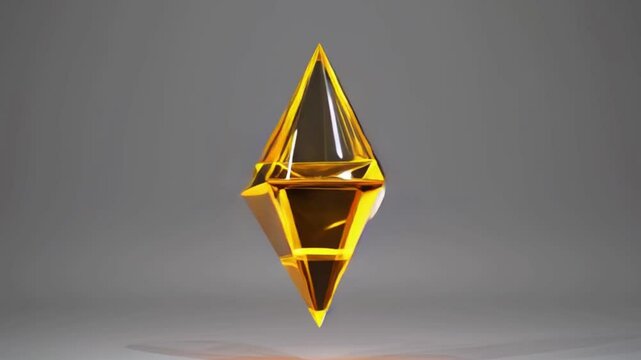 Amber pyramid crystal in 3d motion