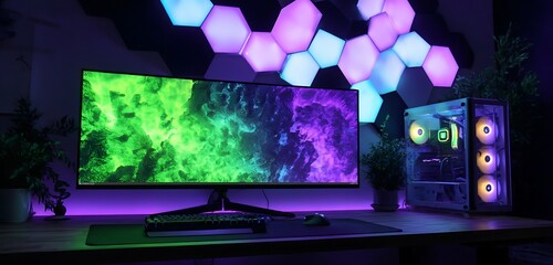 "Modern Workspace Vibes: Sleek Interior with Computer Setup"

"Tech-Inspired Elegance: Interior Design Meets Digital Aesthetics"

"Futuristic Workstation: Minimal Computer Interior Background"


