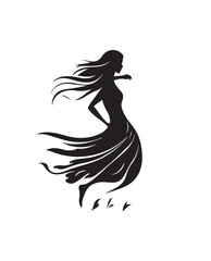 drawing of dancing woman black color