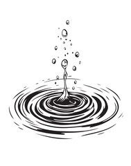 drawing of spash water one color logo black and white 