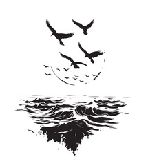 drawing of simphony of the sea one color logo