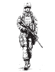 soldier with rifle drawing