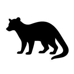 Bold Black Silhouette of a Masked Palm Civet on White Background