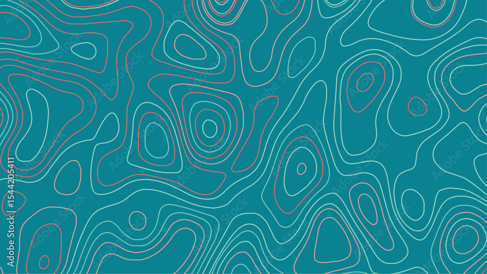Fototapete topographic line pattern, map landscape background above view. linear seamless pattern. vector abstr